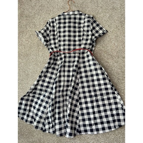 Torrid Retro Chic Blue Plaid Belted Short Sleeve Collared Midi Dress 14 - Picture 5 of 7